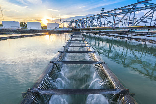 Water Treatment Plant process at sunset Water Treatment Plant process at sunset